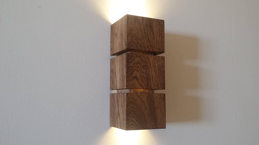 Lampada da parete, lampada contemporanea in legno rovere