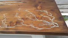Load image into Gallery viewer, Coffee table with fractal glow in the dark top 1
