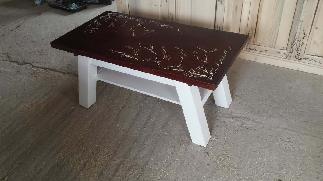 Coffee table with fractal glow in the dark top