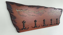 Load image into Gallery viewer, Unique handcrafted coat rack with glow in the dark fractal lightnings
